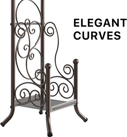 Simple Houseware Toilet Tissue Roll Holder Stand - English Style with Shelf in Bronze Finish