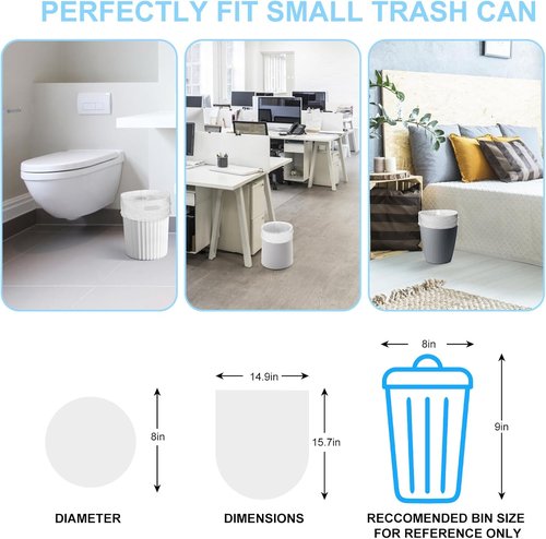 Inwaysin Small Trash Bags - 1.2 Gallon Clear Garbage Liners for Bathroom, Office, Kitchen | 200 Pcs