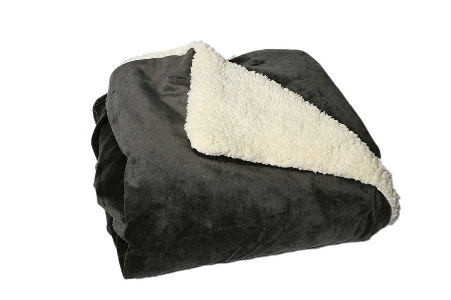 Wrapped In A Cloud Plush Sherpa Throw Blanket (Charcoal Gray)