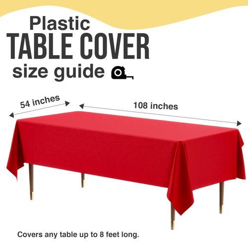 Exquisite 66% Thicker Premium Plastic Table Cloth Rectangle Table Cover 0.5 Mil 12 Pack Red Table Cloth 54 Inch x 108 Inch Disposable Tablecloth Won't Tear Easily Like Cheap Thin Brands