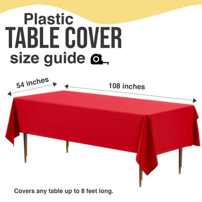 Exquisite 66% Thicker Premium Plastic Table Cloth Rectangle Table Cover 0.5 Mil 12 Pack Red Table Cloth 54 Inch x 108 Inch Disposable Tablecloth Won't Tear Easily Like Cheap Thin Brands