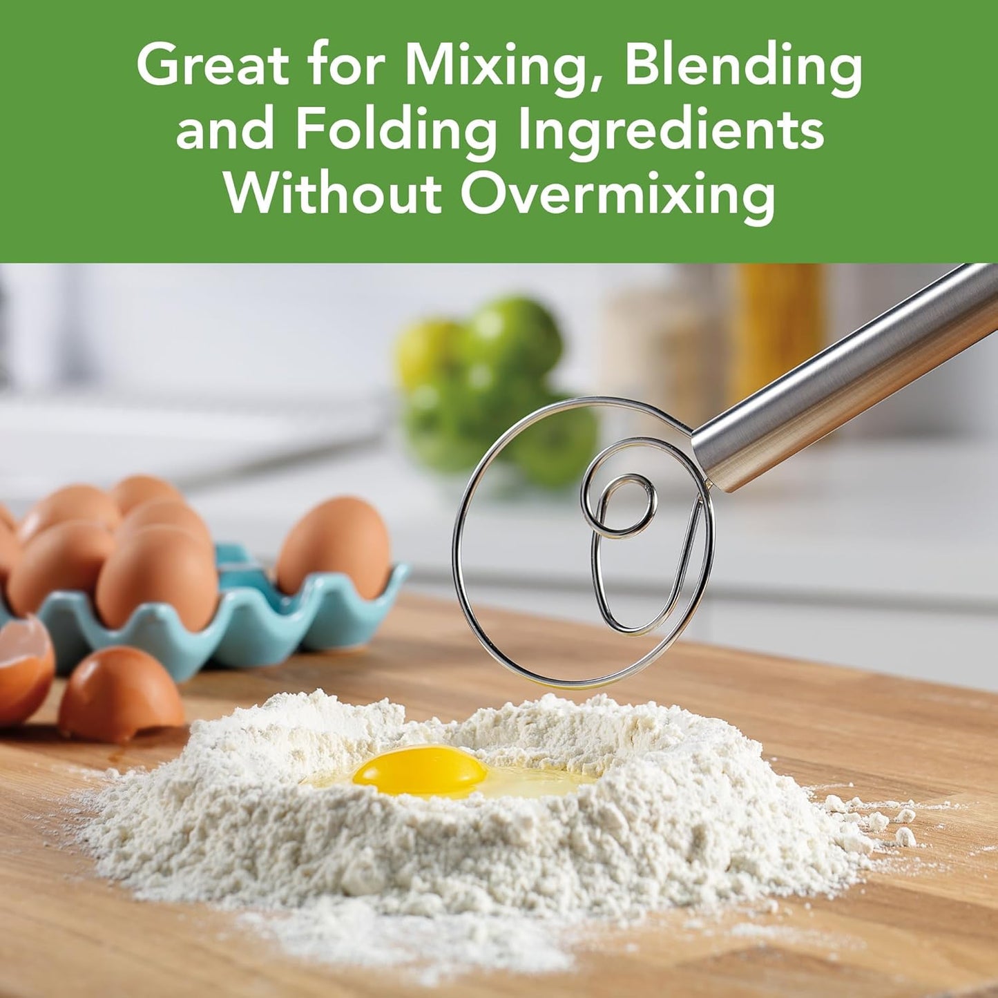 Tovolo Danish Dough Whisk - Stainless Steel Sourdough Mixer for Easy Baking | Dishwasher Safe