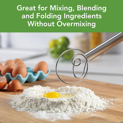 Tovolo Danish Dough Whisk - Stainless Steel Sourdough Mixer for Easy Baking | Dishwasher Safe