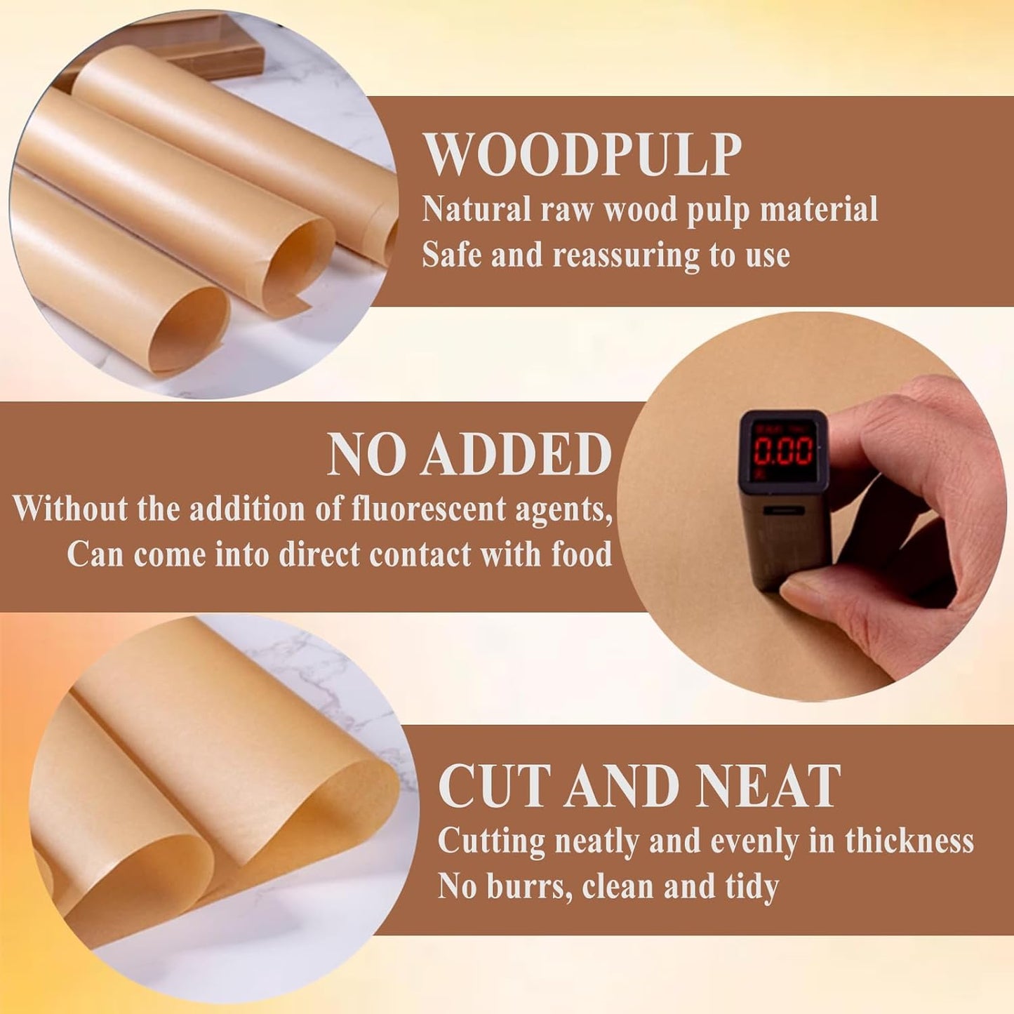 Skiennix Unbleached Parchment Paper Sheets - 100 Pcs for Effortless Baking & Cooking