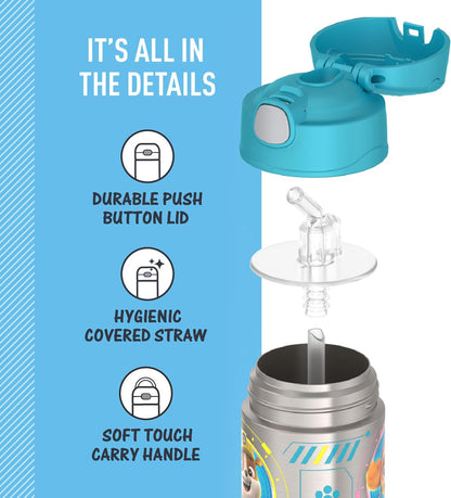 THERMOS FUNTAINER Water Bottle - 12 Ounce Kids Stainless Steel Vacuum Insulated | Paw Patrol Blue