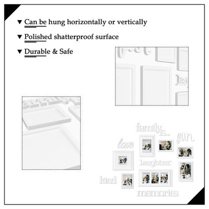 Jerry & Maggie - Photo Frame | Plaque College Frame - White Wall Decoration Combination - Bronze PVC Picture Frame Selfie Gallery Collage With Full Size Hanging Template & Wall Mounting Design