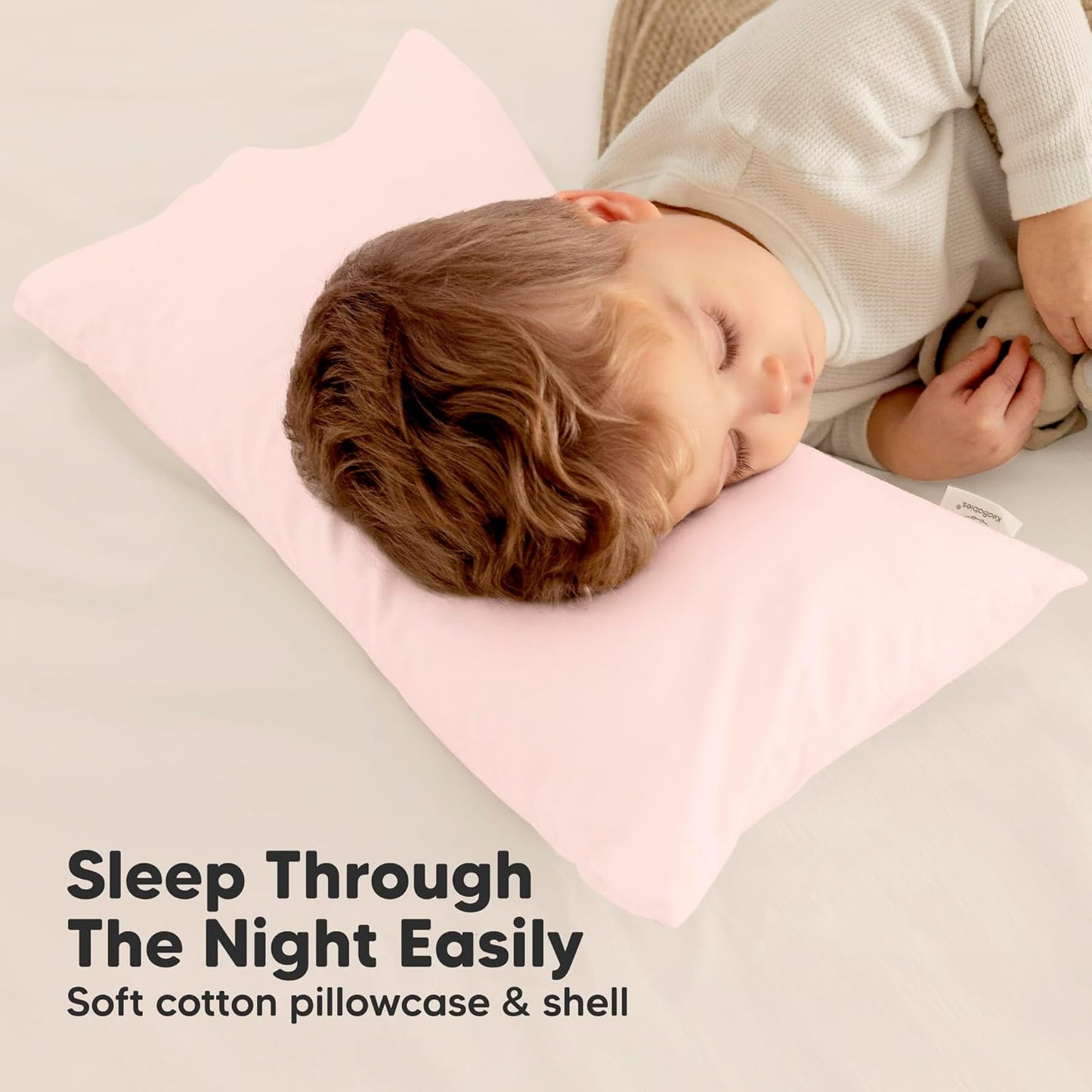My Little Dreamy Toddler Pillow - Organic Cotton Travel Bed Pillow with Case, Soft & Breathable, 10x18 Inches, Ages 2-5 (Flutter)