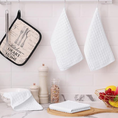 Homaxy Microfiber Dish Cloths - Ultra Absorbent Waffle Weave Kitchen Towels | 12x12 Inch, 6 Pack, White