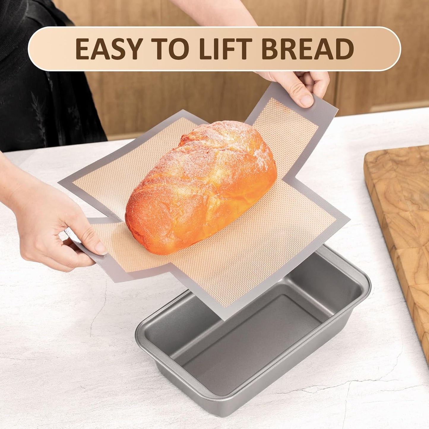 Skiennix Reusable Silicone Bread Loaf Pan Liners - Nonstick Baking Mats for 9.5 x 5 Inch Pans | 2-Pack