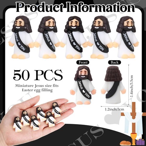 Bememo Mini Jesus Figures - 50 Pcs Christ Toys for Hide and Seek | Perfect Sunday School Party Favors