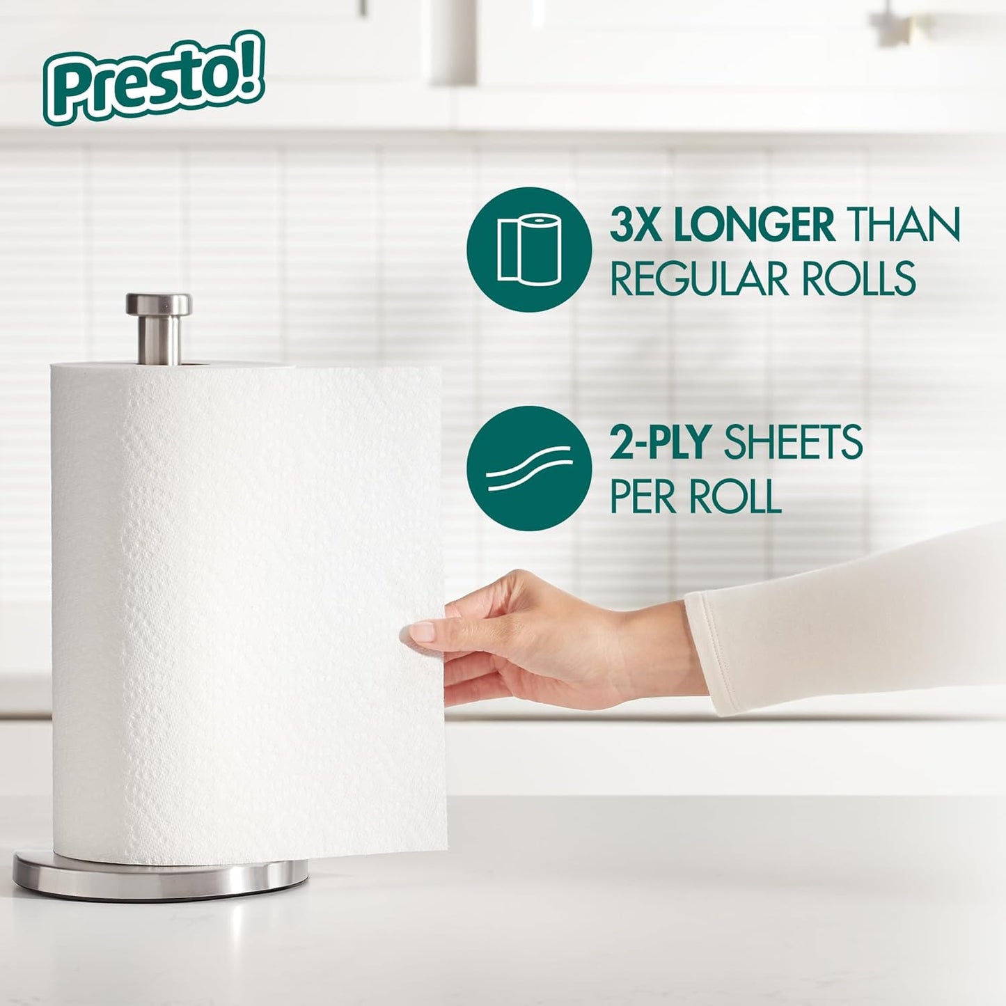 Presto! Ultra-Strong Premium Paper Towels - Flex-a-Size, 158 Sheets per Huge Roll | 12 Rolls (2 Packs of 6)