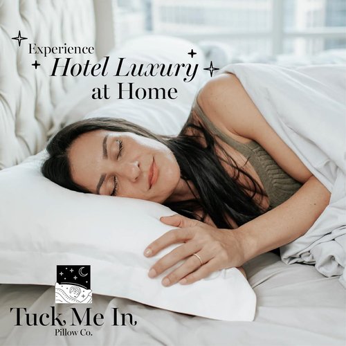 Houseify Tuck Me In Pillow Co. Down Alternative Pillows - Hypoallergenic Queen Size Set of 2 | Premium Breathable Comfort for Side and Back Sleepers
