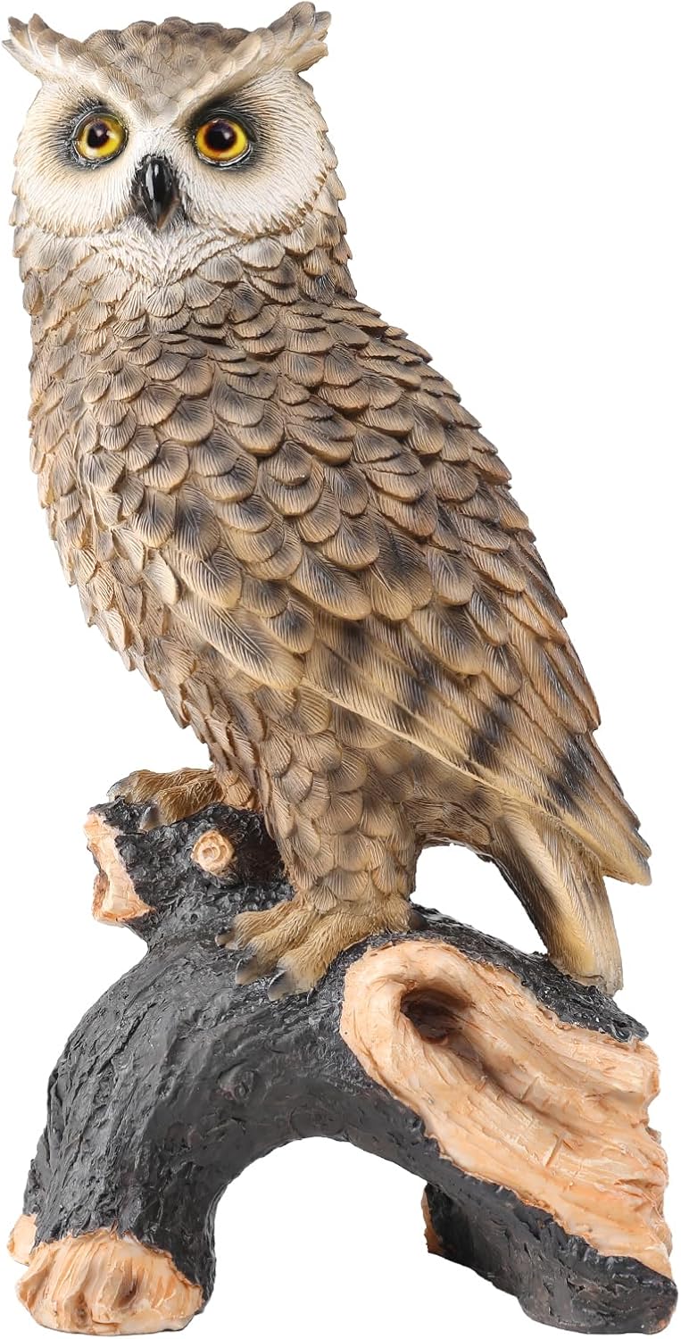 Regine Switzerland Owl Garden Statue - Perching Resin Figurine for Indoor & Outdoor Decor