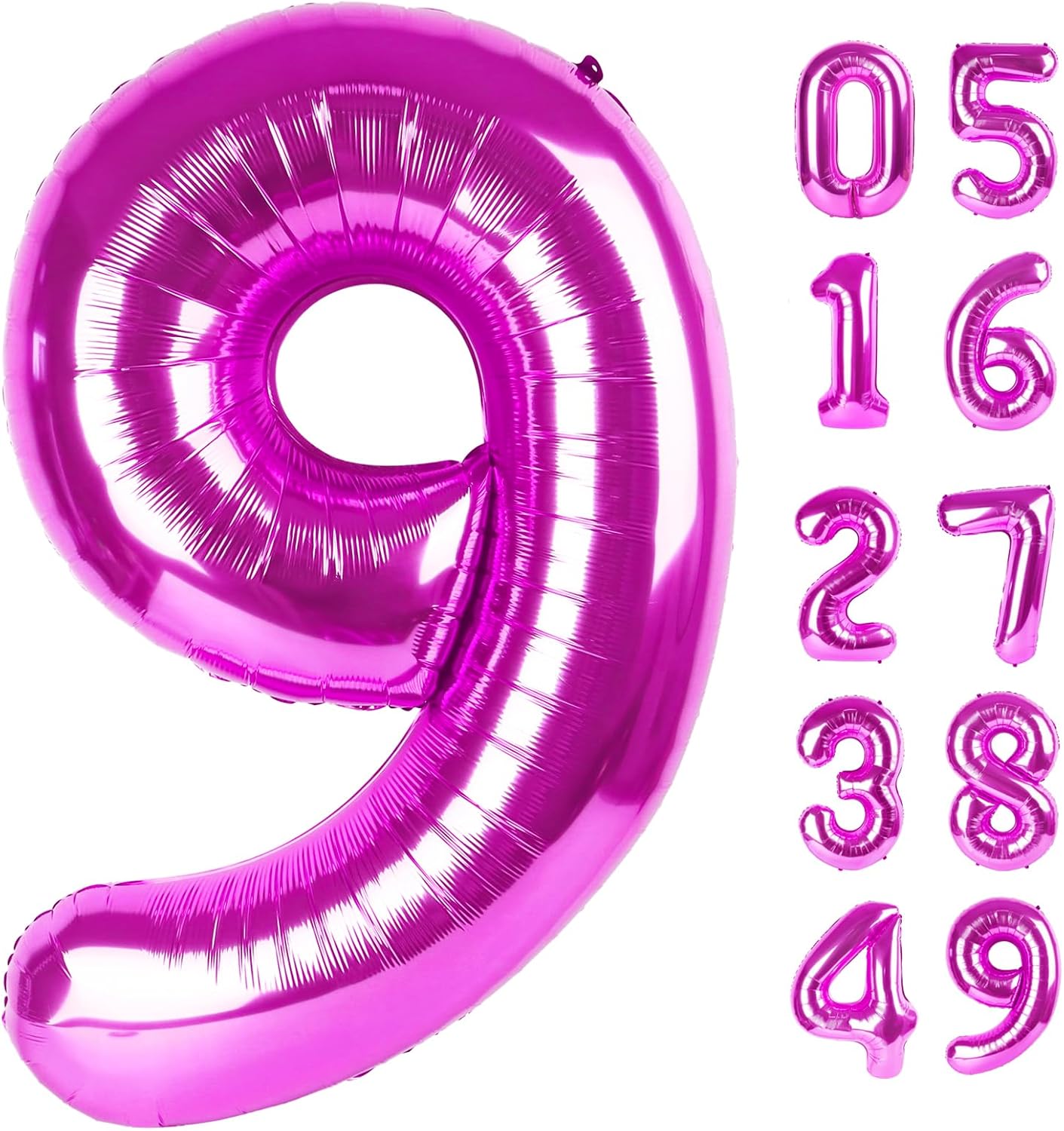 Rosy Purple Number 9 Balloon - 40 Inch Giant Birthday Decoration for Girls | Perfect for 9th, 19th, and 29th Parties
