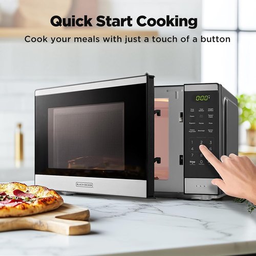 BLACK+DECKER Countertop Microwave Oven - 0.9 Cu Ft, 10 Power Levels, Child Lock & Easy One-Touch Start