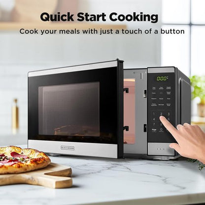 BLACK+DECKER Countertop Microwave Oven - 0.9 Cu Ft, 10 Power Levels, Child Lock & Easy One-Touch Start