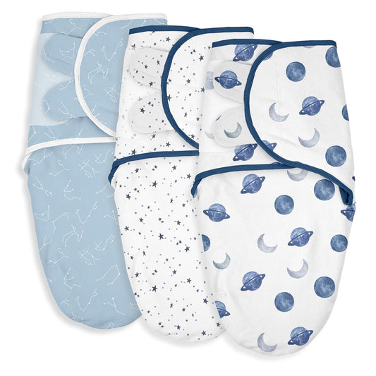 Skiennix Organic Baby Swaddle Sleep Sacks - 3-Pack Adjustable Wraps for Newborns | 100% Cotton, Soft & Snug