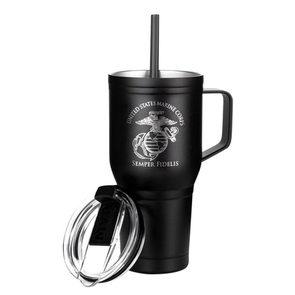 Military Veteran Products 30 oz USMC Coffee Tumbler with Handle- Double Wall Vacuum Insulated Stainless Steel Marine Corps Tumbler Travel Mug – USMC Vet Owned Business