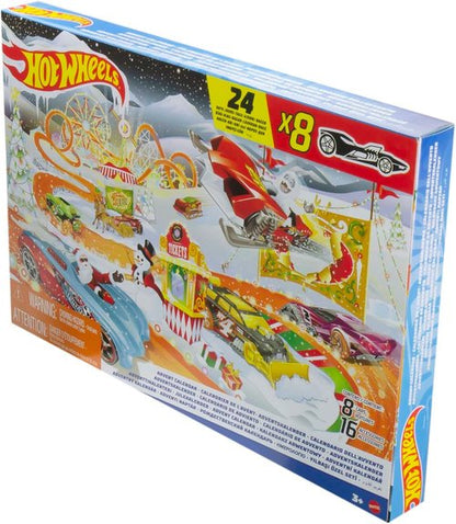 Hot Wheels | 2022 Advent Calendar Toy Cars - 8 1:64 Scale Vehicles & Holiday Accessories