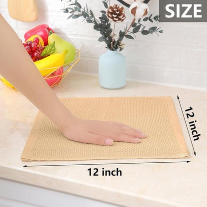 Homaxy 100% Cotton Dish Cloths - Ultra Soft & Absorbent Quick-Drying Towels | 12x12 Inches, 6-Pack, Apricot