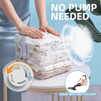 Skiennix Vacuum Storage Bags - 6 Pack Cube Combo (3 Jumbo + 3 Medium) for Clothing & Bedding Organization