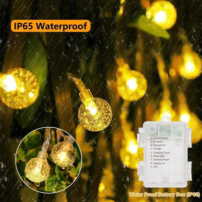 Skiennix Battery Operated Globe String Lights - 33 FT, 80 LED, Waterproof, 8 Modes with Remote Control | Indoor/Outdoor Fairy Lights for Home & Parties, Warm White