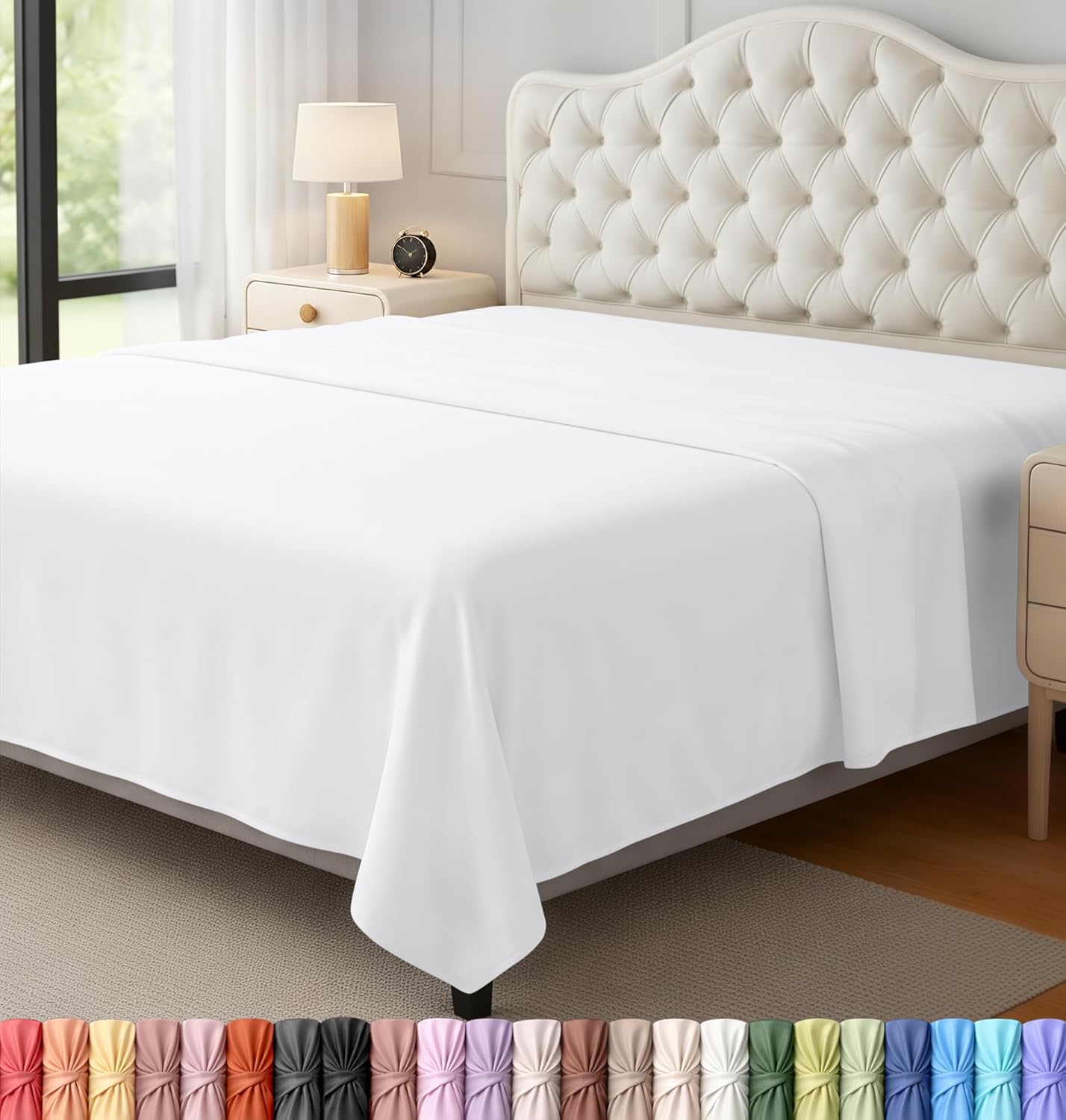 Utopia Bedding Flat Sheet - Soft Brushed Microfiber - Queen Size, White - Fade & Shrink Resistant