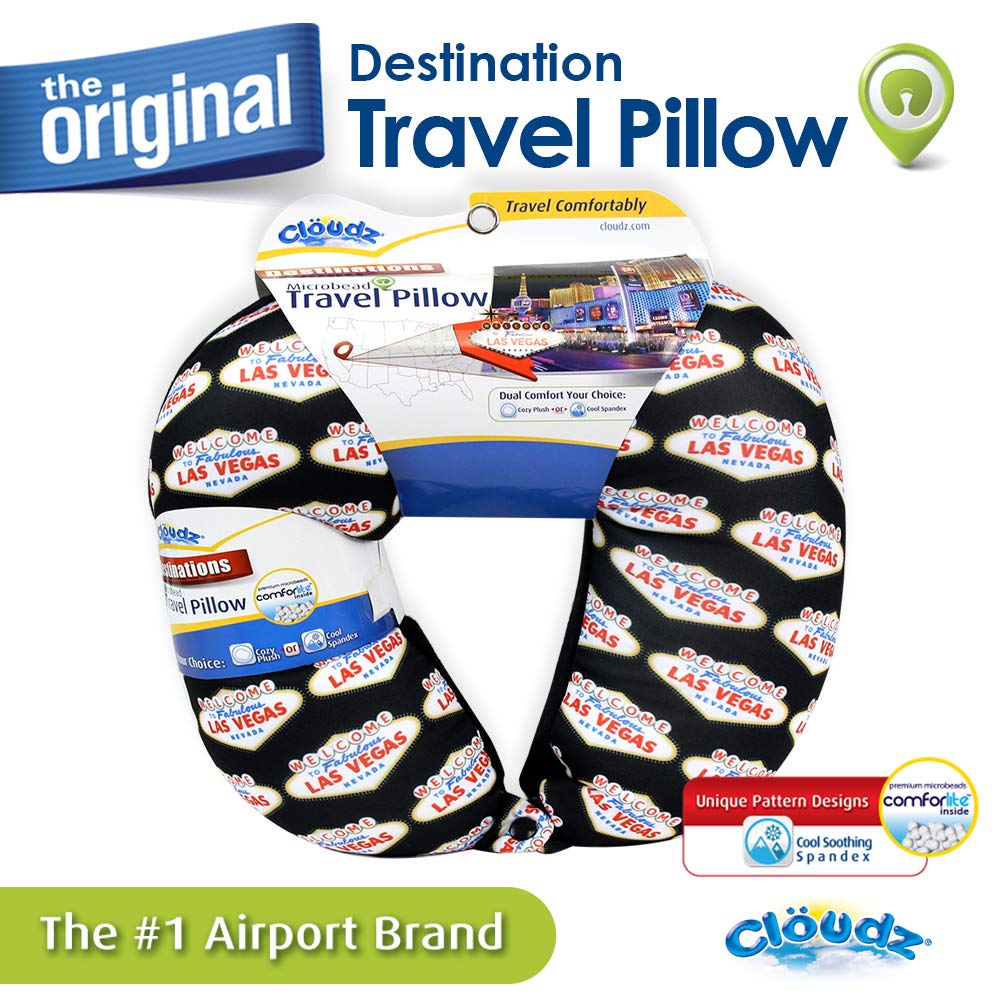 Las Vegas - Cloudz Destinations - Microbead Travel Neck Pillow - Black