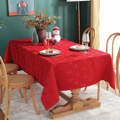 SASTYBALE Christmas Tablecloth 60 x 120 Rectangular - Red Xmas Tree Pattern