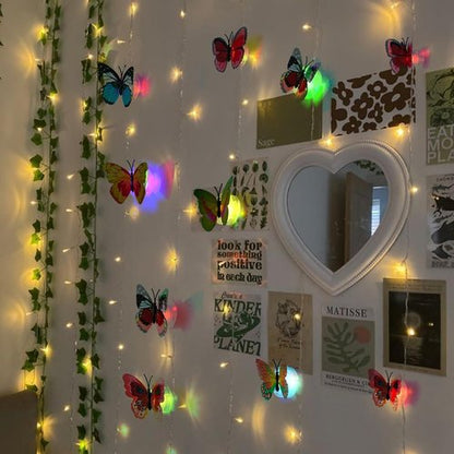 3D Butterfly Wall Decor - Glowing Lights & Stickers for Bedroom, Party, and Birthday | 24 Pcs