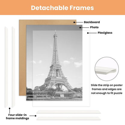 upsimples 12x16 Picture Frame White 3 Pack, Scratch-Proof Poster Frames 12 x 16 for Photo Gallery - Slide-In Strips, Horizontal or Vertical Wall Mounting