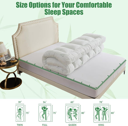 WhatsBedding 5-Inch Memory Foam Mattress Topper - Soft Bamboo Viscose, Breathable Comfort | Queen Size 80x60in