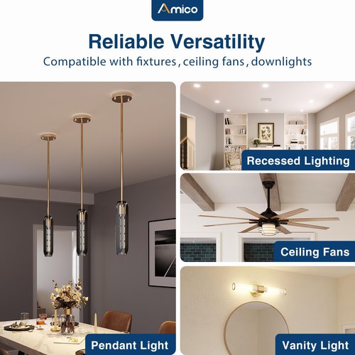 Amico 24 Pack Goof Rings for 6 Inch Recessed Lights White Can Light Goof Trim Ring, Outer Diameter 8.6-inch, Inner Diameter 6.2-inch, Durable Plastic Design, Flush Mount