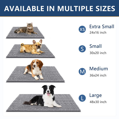Smiry Dog Door Mat for Muddy Paws 30x20, Extra Soft Absorbent Chenille Doormat, Trap Moisture and Dirt, Non-Slip Machine Washable Front Door Mat for Indoor Entrance Inside Floor, Grey