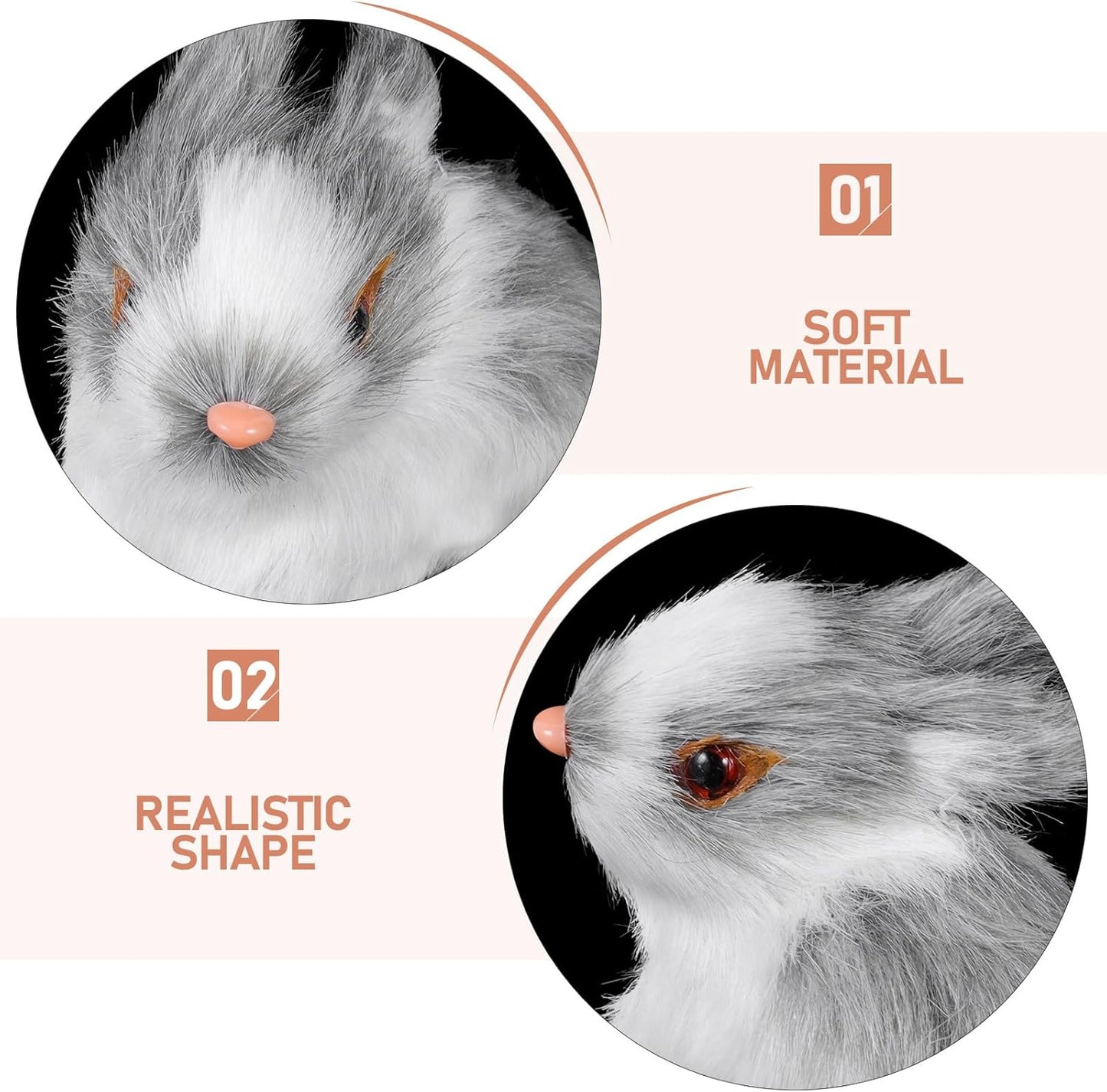 VICASKY Easter Rabbit Figurines - Realistic Mini Furry Bunnies for Basket Decor | 4-Piece Set