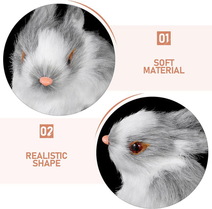 VICASKY Easter Rabbit Figurines - Realistic Mini Furry Bunnies for Basket Decor | 4-Piece Set