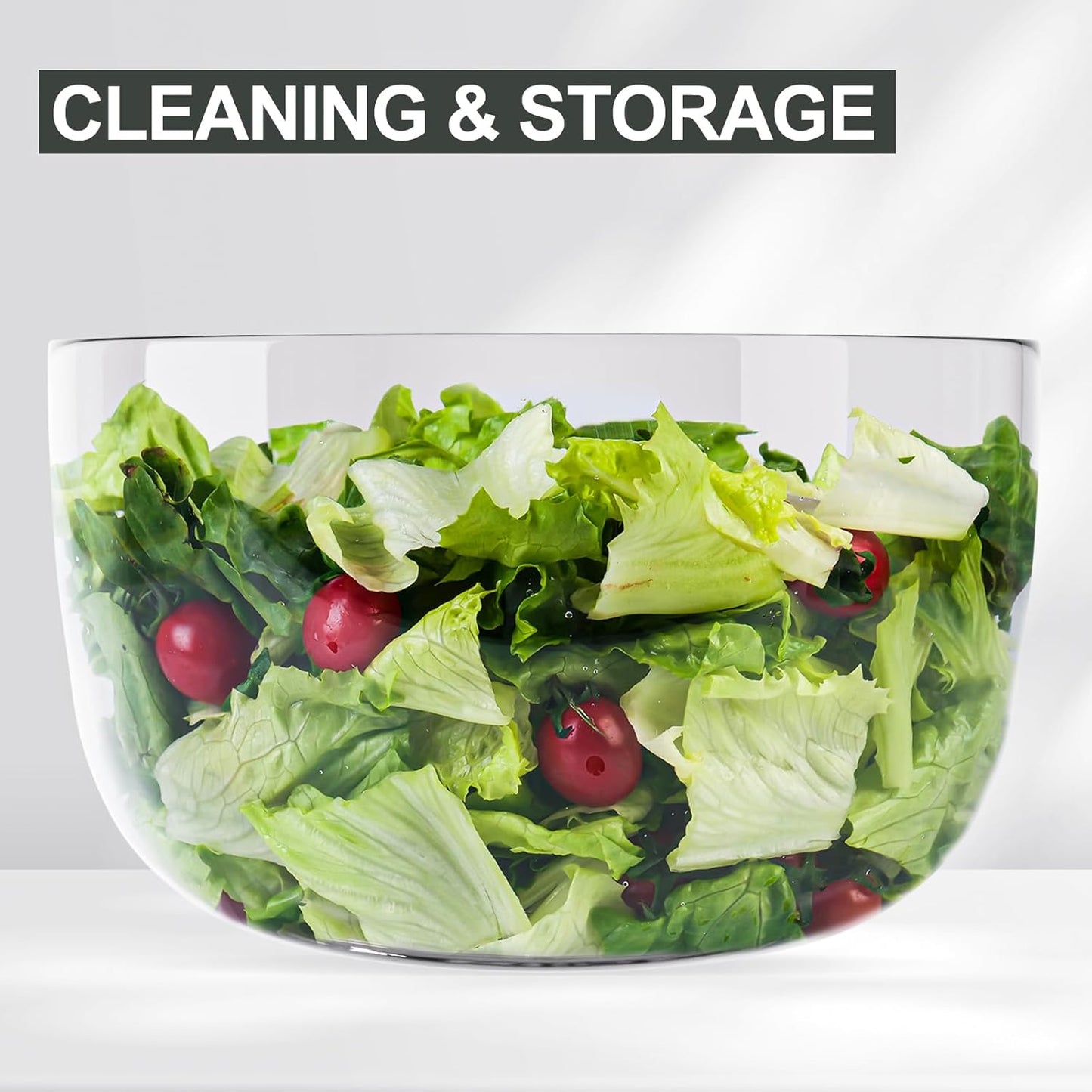 Smile Mom Salad Spinner - High-Efficiency Lettuce Washer with One-Handed Handle | 3.8 Qt White