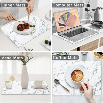 Homaxy Faux Leather Placemats - Heat Resistant & Waterproof | Set of 6, Easy to Clean, 11.8" x 17", Marble