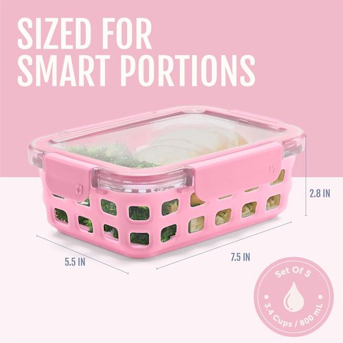 Ello Duraglass Meal Prep Set - 10-Piece Glass Food Storage Containers with Silicone Sleeves | BPA-Free, Dishwasher & Microwave Safe, Meadow