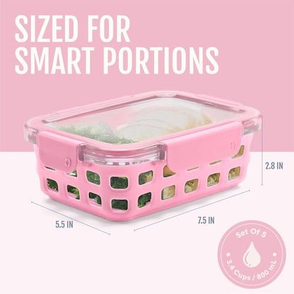 Ello Duraglass Meal Prep Set - 10-Piece Glass Food Storage Containers with Silicone Sleeves | BPA-Free, Dishwasher & Microwave Safe, Meadow