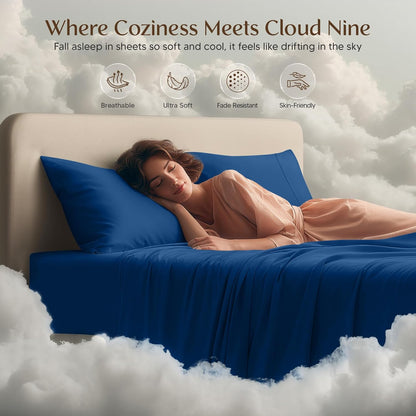 Utopia Bedding King Size Sheet Set - Soft, Breathable Microfiber | 4-Piece in Dusk Blue