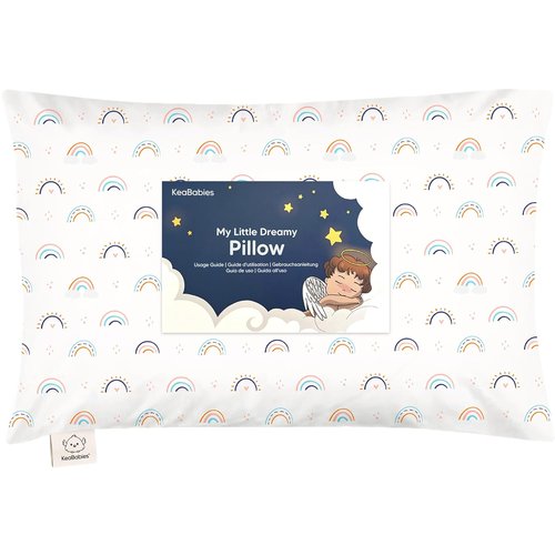 Jolly Rainbow Toddler Pillow - Soft & Breathable Organic Cotton Travel Pillowcase | 13x18 Inches for Ages 2-5
