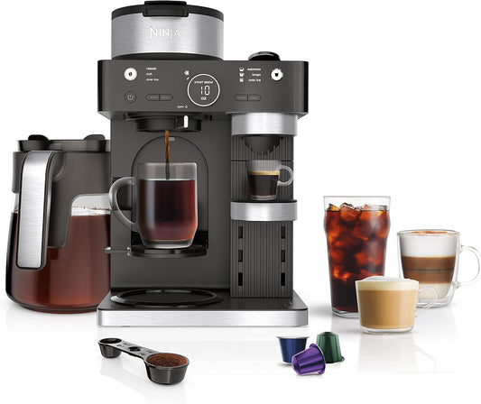 Ninja Espresso Maker - 3 Brew Styles & Built-in Frother | Single-Serve Coffee & Nespresso Compatible, Black