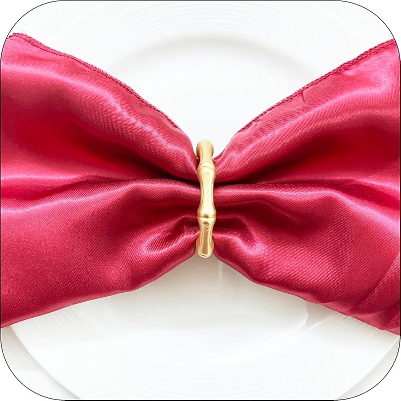 Gold Napkin Rings Set of 6 – Bamboo Style Metal Napkin Ring, Light Gold, 1.35in Inner Size (Variation: 6)