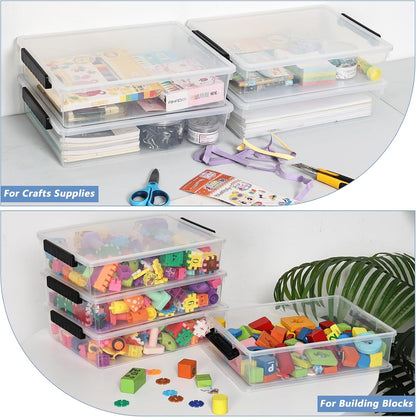 Wekioger 6 Quart Clear Organizer Box - Plastic Storage Bin with Lid | Set of 4 for Easy Organization