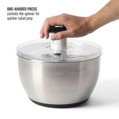 Calphalon Aero 6.3 Qt Stainless Steel Salad Spinner - Efficient Fruit & Vegetable Washer | Easy Straining