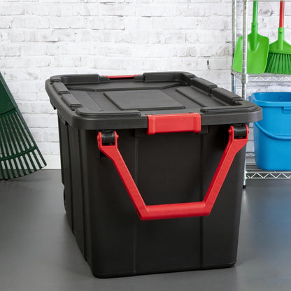 Regine Switzerland Extra Large 40-Gallon Plastic Storage Bin - Durable with Wheels & Handle, Black | Pack of 2