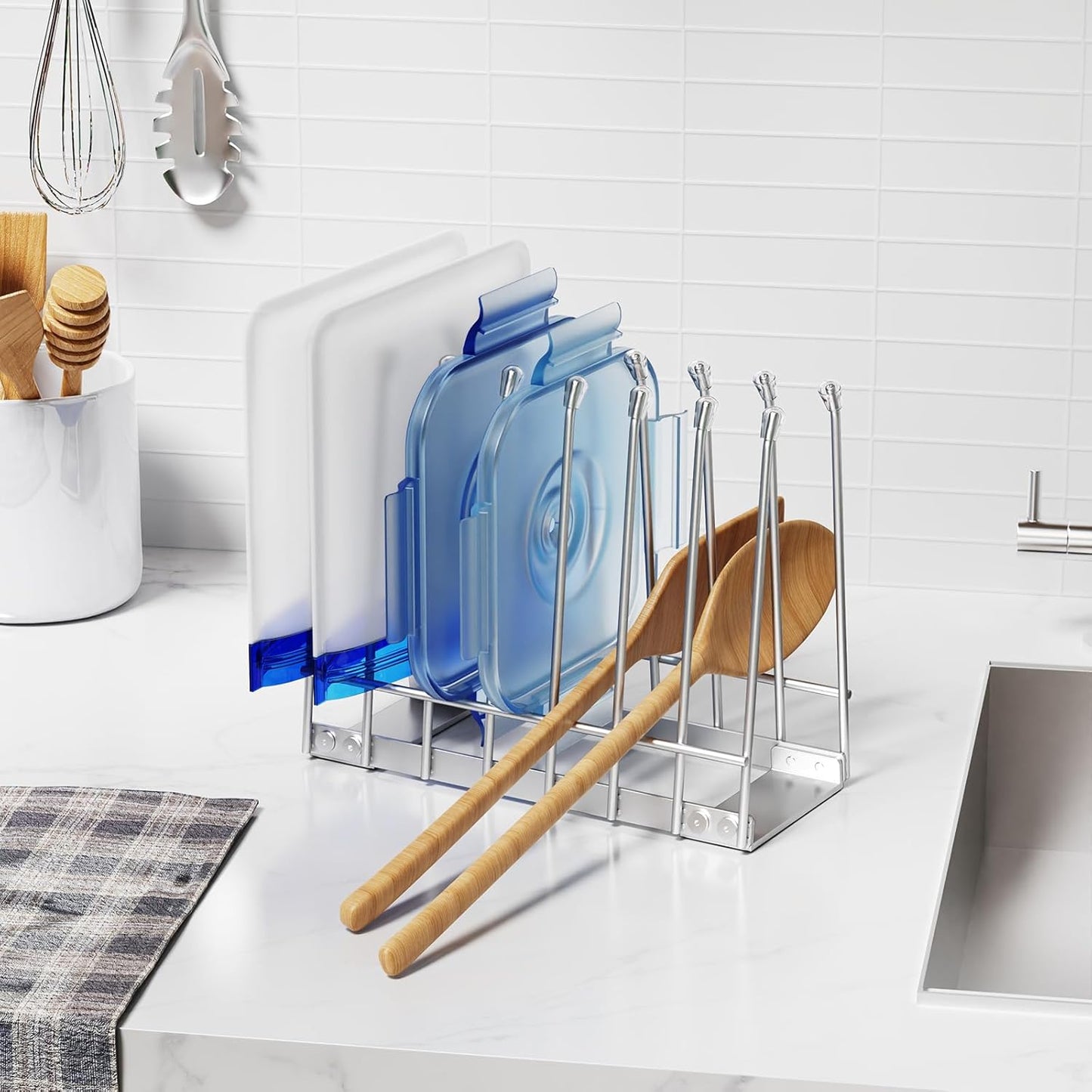Skiennix Reusable Bag Drying Rack - Foldable Metal Stand for Ziplock & Silicone Bags | Rustproof Silver