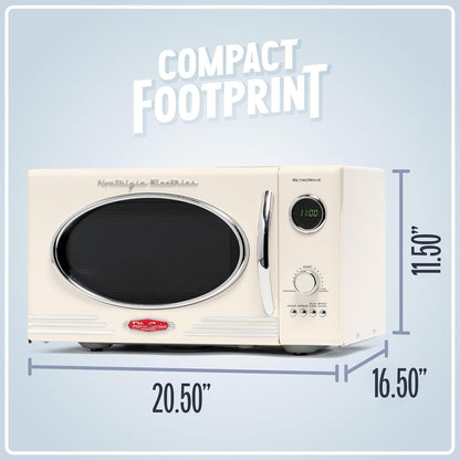 Nostalgia Retro Microwave Oven - 800-Watt Power - 0.9 Cu Ft - 12 Cooking Settings - Ivory Finish