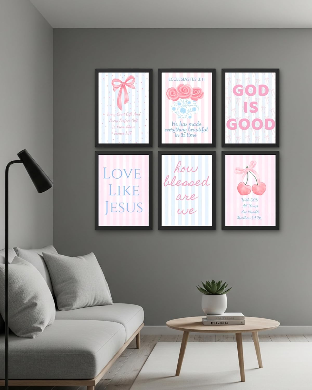 Coquette Wall Art Decor - Inspirational Christian Bow Posters for Teens | Set of 6, 8x10 Inch (Unframed)